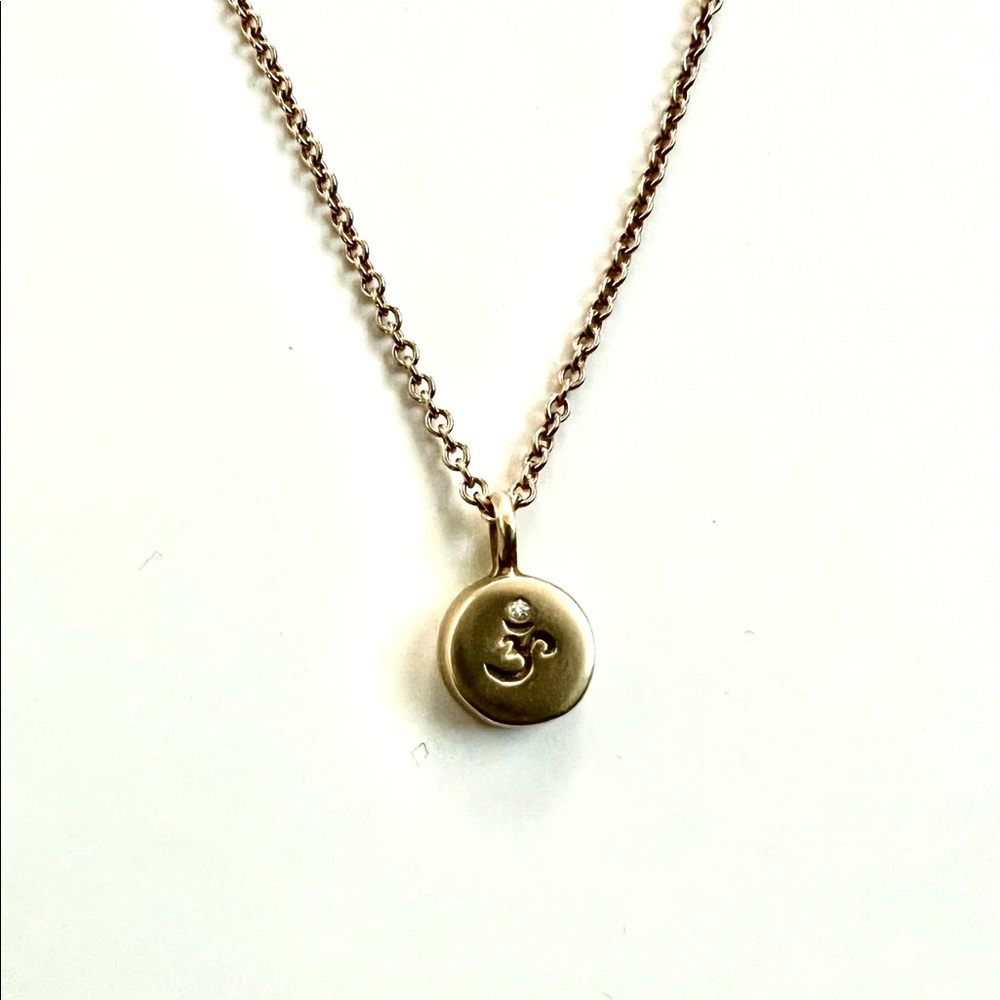 Me & Ro 10k Gold Aum (Om) Drum Pendant with Diamond